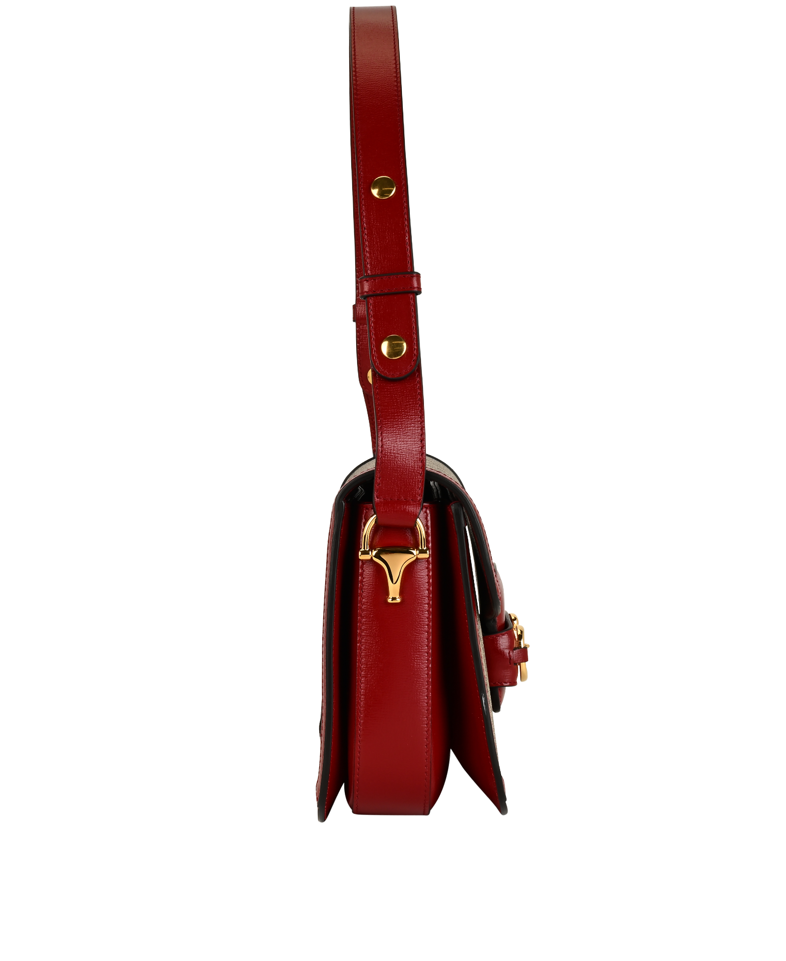 Medium Horsebit 1955, &pound;1,200, Handbags, Beige/Red, Canvas/Leather, Side view